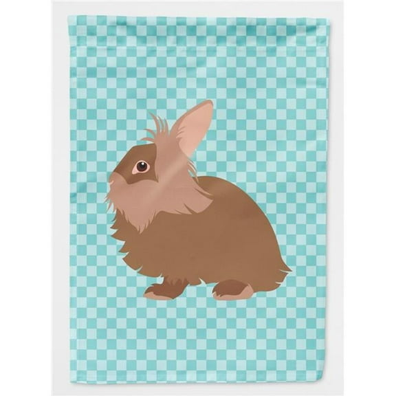 Carolines Treasures BB8134GF Lionhead Rabbit Blue Check Garden Flag