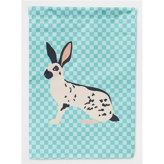 Caroline's Treasures BB8135GF English Spot Rabbit Blue Check Flag Garden Size , Small, multicolor