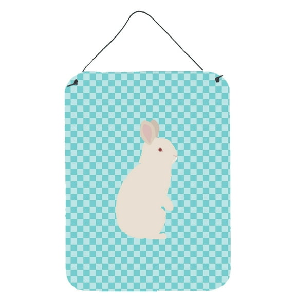 Caroline's Treasures BB8139DS1216 New Zealand White Rabbit Blue Check Wall or Door Hanging Prints, 12x16, multicolor