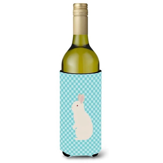 Carolines Treasures BB8139LITERK New Zealand White Rabbit Blue Check Wine Bottle Beverge Insulator Hugger