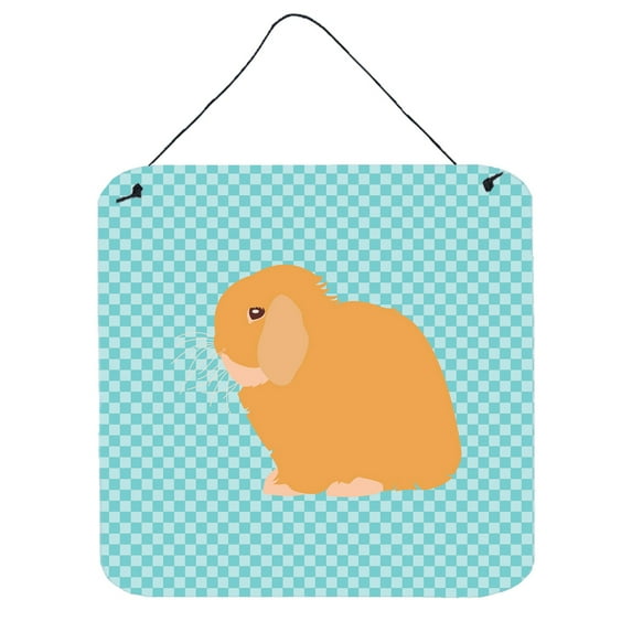 Carolines Treasures BB8142DS66 Holland Lop Rabbit Blue Check Wall or Door Hanging Prints, 6 x 6 in.