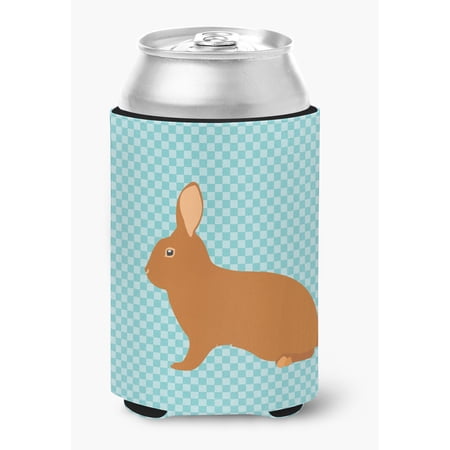 Carolines Treasures BB8143CC Rex Rabbit Blue Check Can or Bottle Hugger