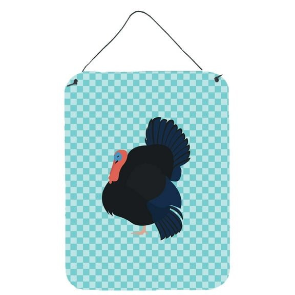 Caroline's Treasures BB8159DS1216 Norfolk Black Turkey Blue Check Wall or Door Hanging Prints, 12x16, multicolor