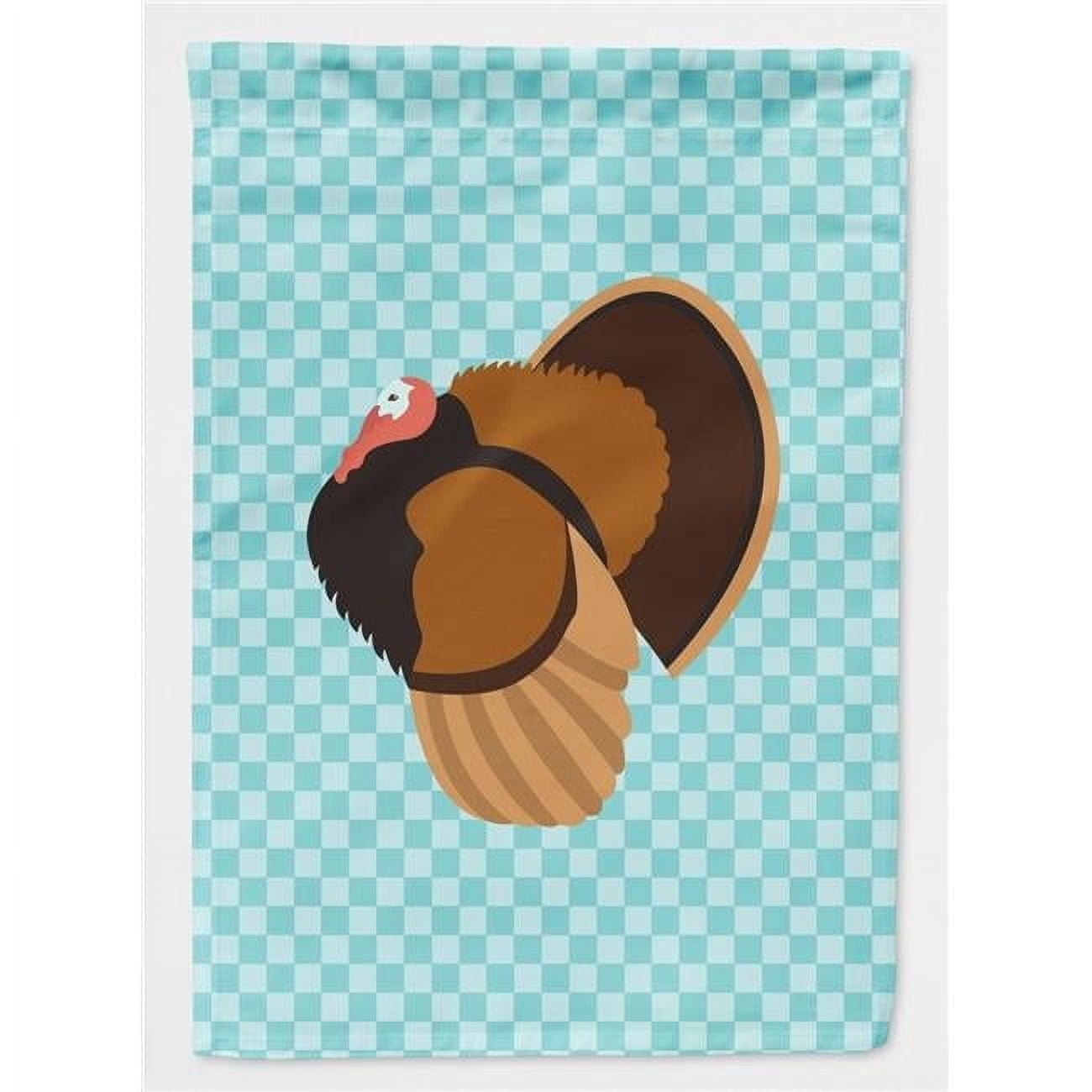 Bronze Turkey Blue Check Flag Garden Size
