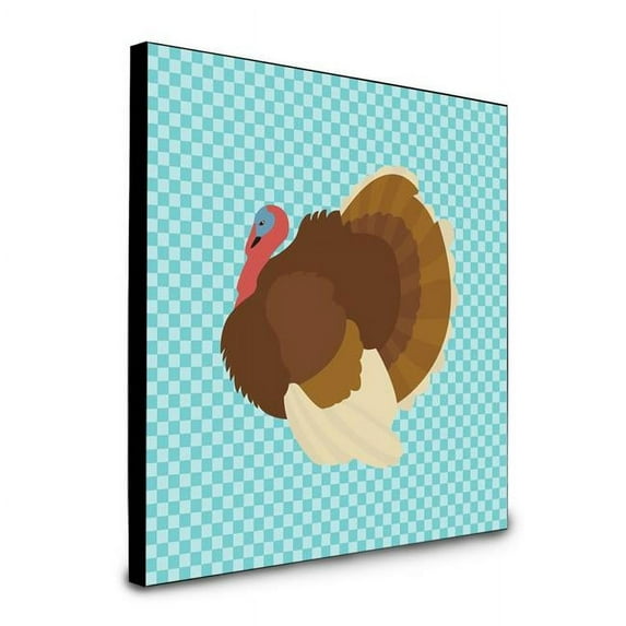 Carolines Treasures  8 x 8 x 0.625 in. French Turkey Dindon Blue Check Artwork Panel Wall Decor