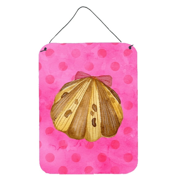 Carolines Treasures BB8174DS1216 Sea Shell Pink Polkadot Wall or Door Hanging Prints Pink 12x16 multicolor