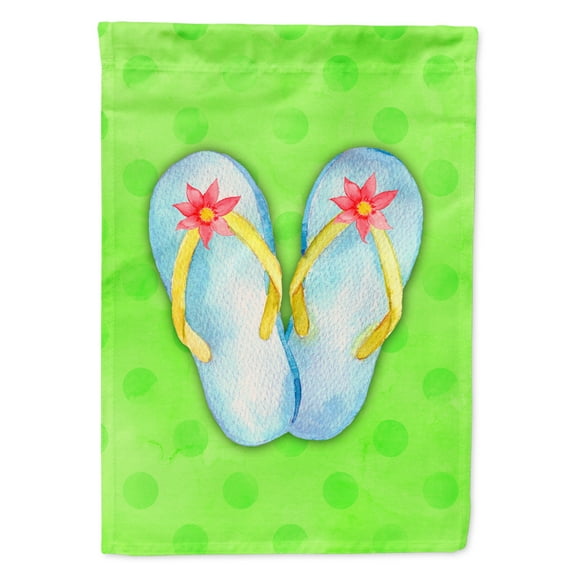 Carolines Treasures BB8180GF Flip Flops Green Polkadot Flag Garden Size  Small multicolor