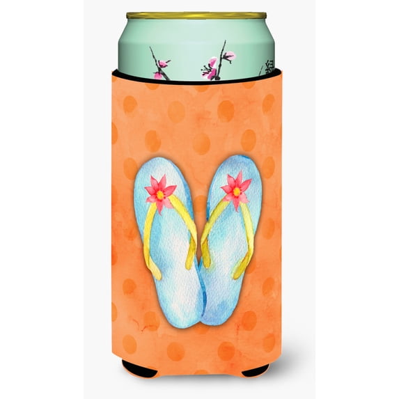 Carolines Treasures BB8183TBC Flip Flops Orange Polkadot Tall Boy Beverage Insulator Hugger  Tall Boy multicolor