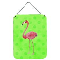 Carolines Treasures BB8185DS1216 Flamingo Green Polkadot Wall or Door Hanging Prints 12x16 multicolor