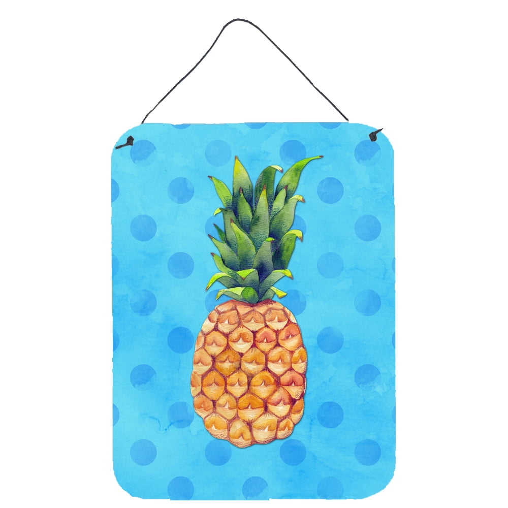 Vibrant Blue Polkadot Pineapple Aluminum Wall Hanging 12x16
