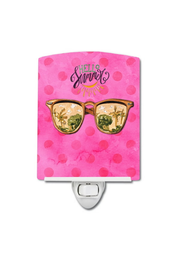 Beach Sunglasses Pink Polkadot Ceramic Night Light