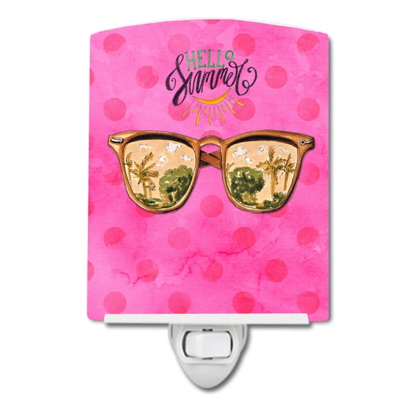 Beach Sunglasses Pink Polkadot Ceramic Night Light