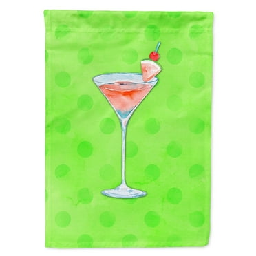 Carolines Treasures BB8215CHF Summer Martini Green Polkadot Flag Canvas House Size  Large multicolor