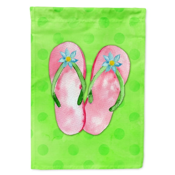 Carolines Treasures BB8220GF Pink Flip Flops Green Polkadot Flag Garden Size  Small multicolor