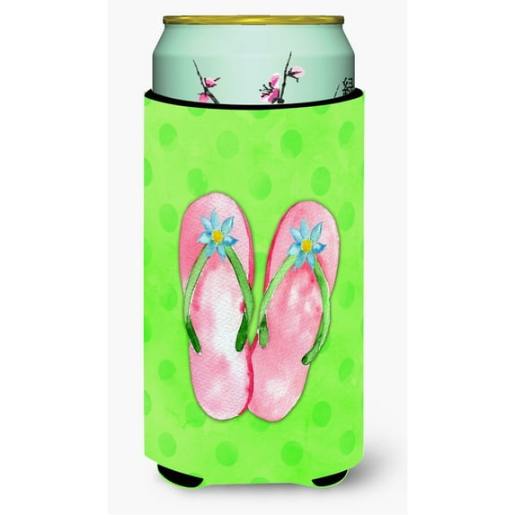 Carolines Treasures BB8220TBC Pink Flip Flops Green Polkadot Tall Boy Beverage Insulator Hugger Tall Boy multicolor