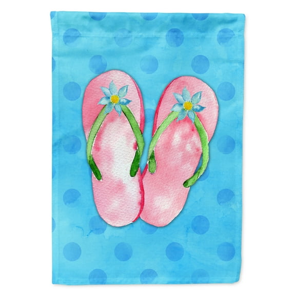 Carolines Treasures BB8221GF Pink Flip Flops Blue Polkadot Flag Garden Size  Small multicolor