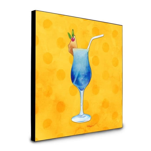 Carolines Treasures 8 x 8 x 0.625 in. Summer Cocktail Yellow Polkadot Artwork Panel Wall Decor