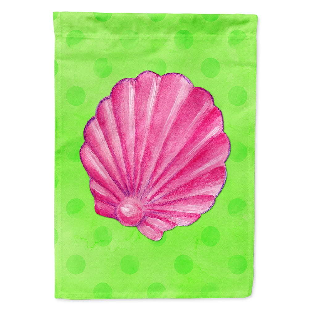 Carolines Treasures BB8240CHF Pink Sea Shell Green Polkadot Flag Canvas House Size Large multicolor