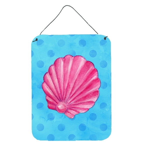 Carolines Treasures BB8241DS1216 Pink Sea Shell Blue Polkadot Wall or Door Hanging Prints Blue 12x16 multicolor