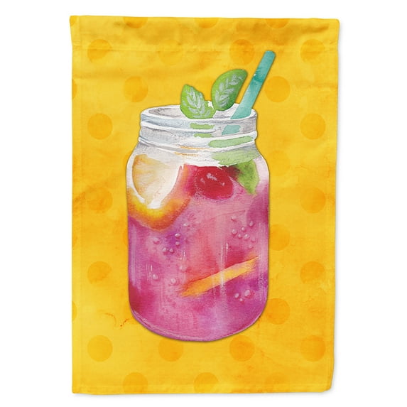 Carolines Treasures BB8252CHF Mason Jar Cocktail Yellow Polkadot Flag Canvas House Size , Large, Multicolor