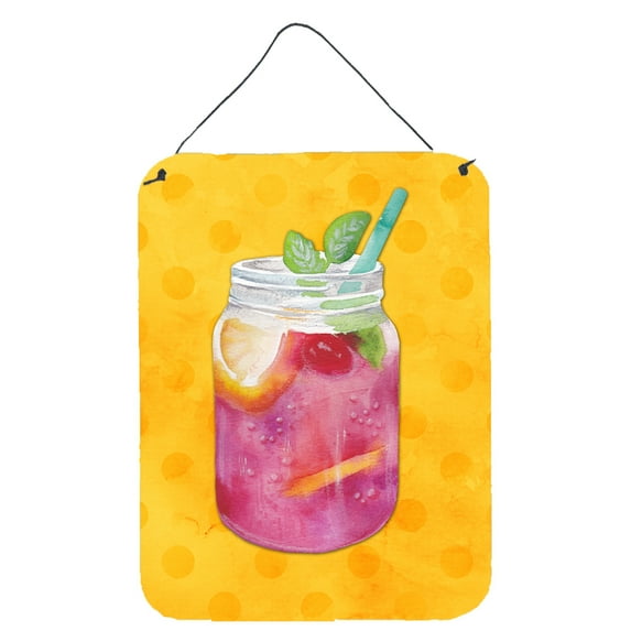 Carolines Treasures BB8252DS1216 Mason Jar Cocktail Yellow Polkadot Wall or Door Hanging Prints 12x16 multicolor