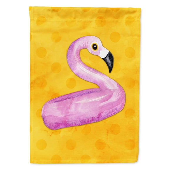 Carolines Treasures BB8257GF Flamingo Floaty Yellow Polkadot Flag Garden Size  Small multicolor