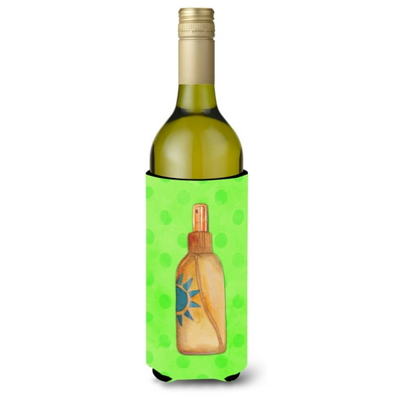 Carolines Treasures BB8260LITERK Message in a Bottle Green Polkadot Wine Bottle Beverge Insulator Hugger Wine Bottle