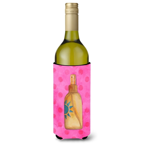 Carolines Treasures BB8264LITERK Message in a Bottle Pink Polkadot Wine Bottle Beverge Insulator Hugger Wine Bottle