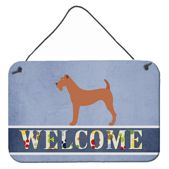 Carolines Treasures BB8276DS812 Irish Terrier Welcome Wall or Door Hanging Prints  8x12 multicolor