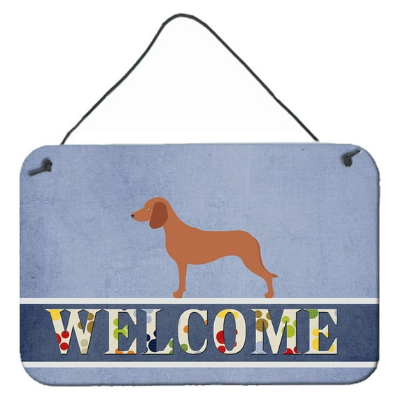 Carolines Treasures BB8285DS812 Bavarian Mountian Hound Welcome Wall or Door Hanging Prints  8x12 multicolor