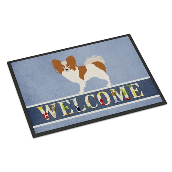 Carolines Treasures BB8310JMAT Papillon Welcome Door Mat Indoor Rug or Outdoor Welcome Mat 24x36 Doormat 36"L x 24"W