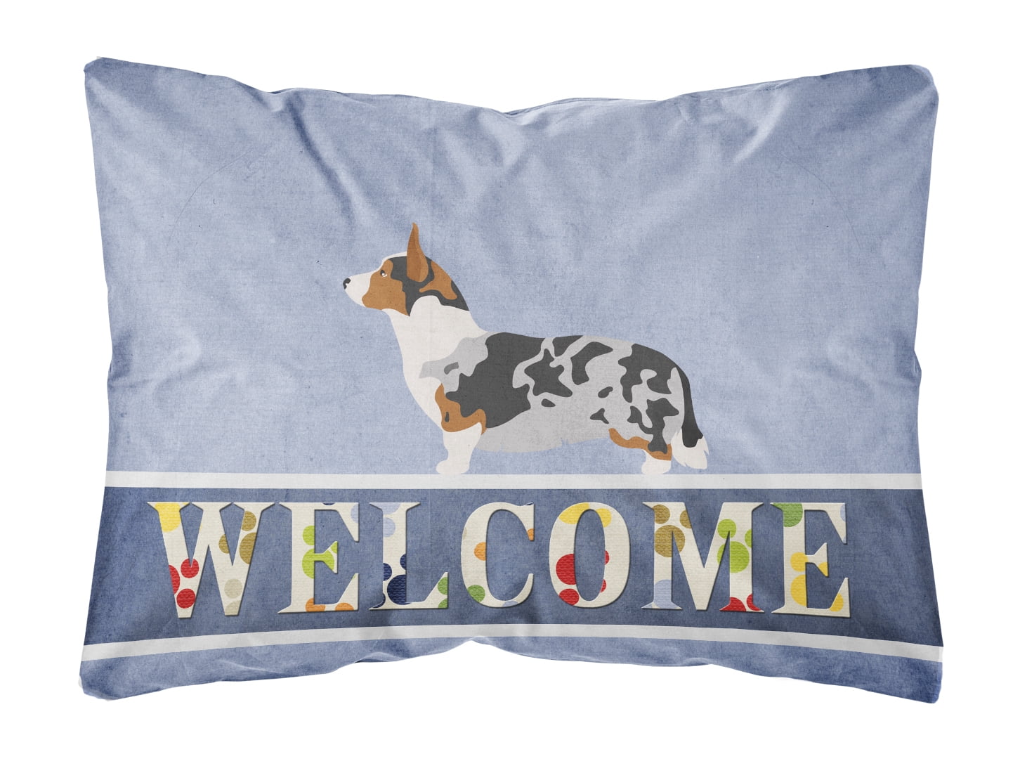 Carolines Treasures BB8313PW1216 Welsh Corgi Cardigan Welcome Canvas Fabric Decorative Pillow, Blue, 12H x16W,