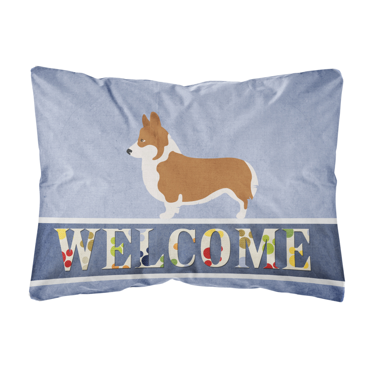Carolines Treasures BB8320PW1216 Pembroke Welsh Corgi Welcome Canvas Fabric Decorative Pillow, Blue, 12H x16W,