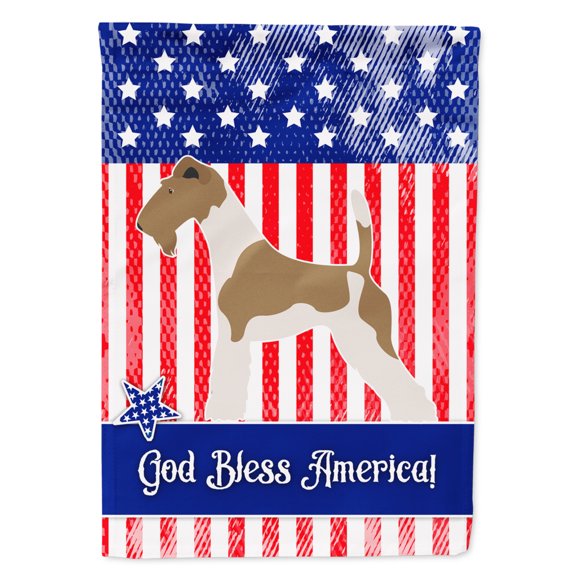 Carolines Treasures BB8365GF Wire Fox Terrier American Flag Garden Size Small multicolor