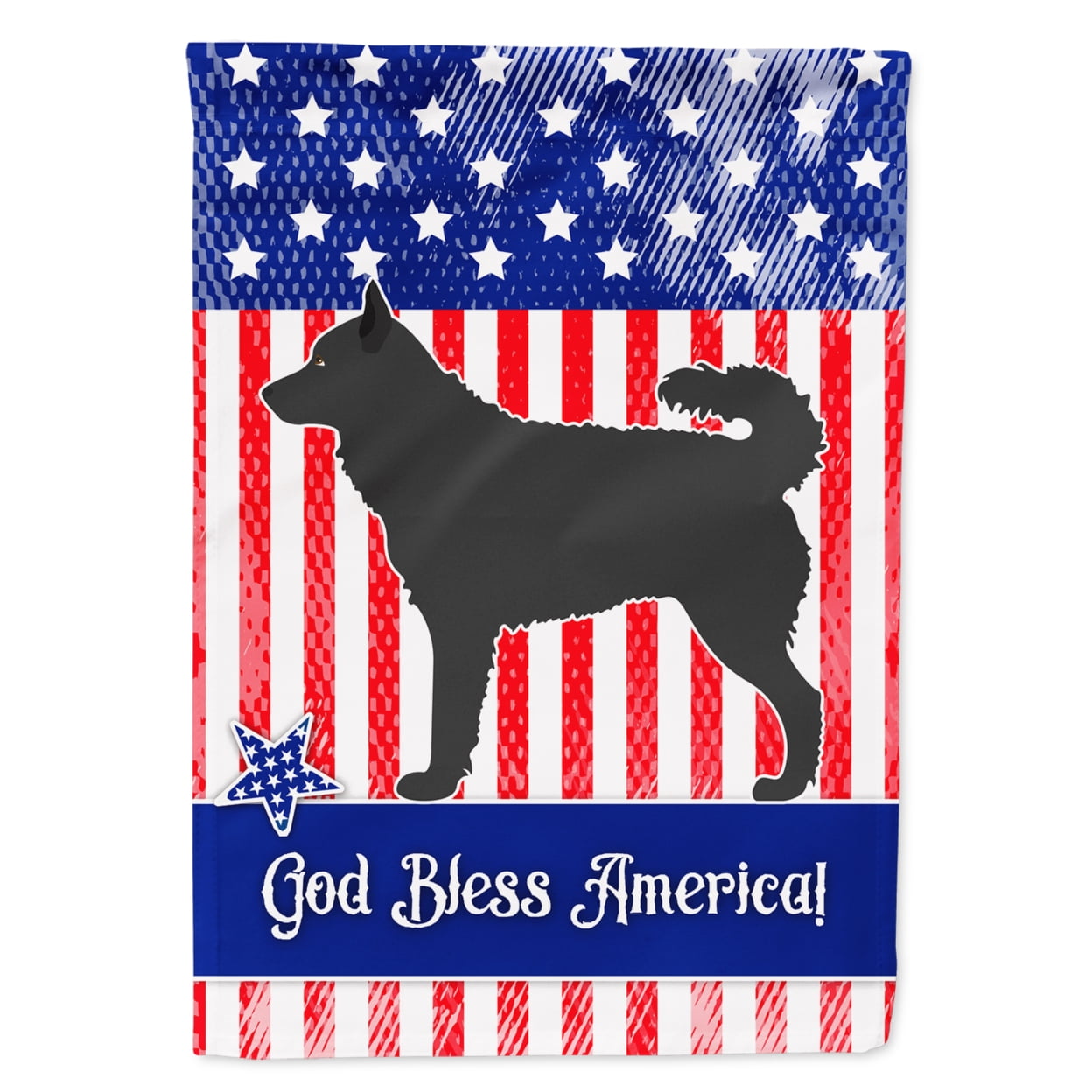 Patriotic Mudi Dog American Flag Garden Banner, Multicolor Polyester
