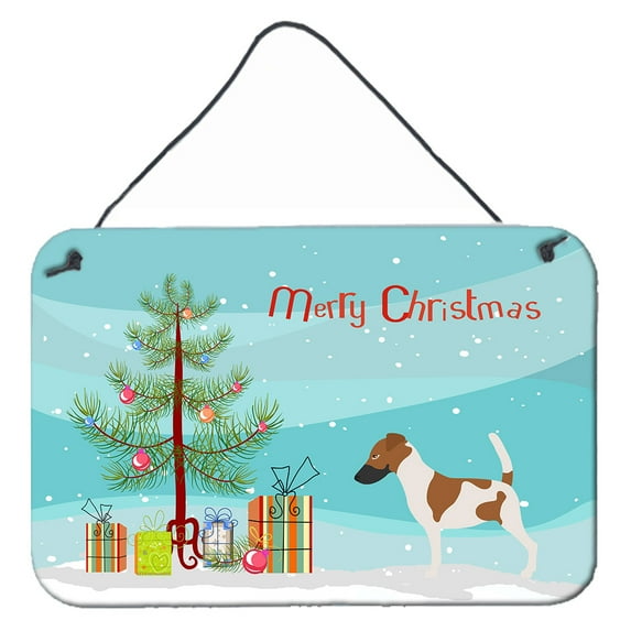 Carolines Treasures BB8441DS812 Smooth Fox Terrier Christmas Wall or Door Hanging Prints  8x12 multicolor