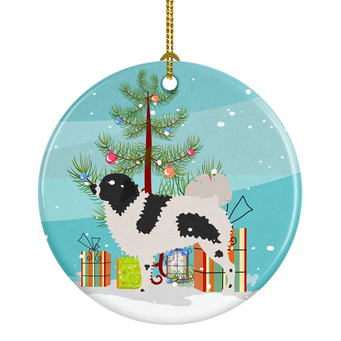 Carolines Treasures BB8444CO1 Wetterhoun Frisian Water Dog Christmas Ceramic Ornament 3 in multicolor