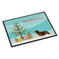 thumbnail image 1 of Carolines Treasures BB8449MAT Longhaired Dachshund Christmas Door Mat Indoor Rug or Outdoor Welcome Mat 18x27 Doormat, 1 of 4