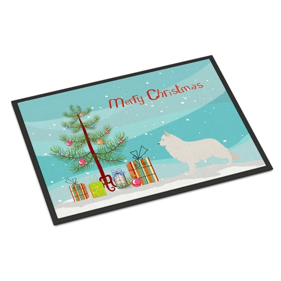 Carolines Treasures BB8454MAT Berger Blanc Suisse Christmas Door Mat Indoor Rug or Outdoor Welcome Mat 18x27 Doormat