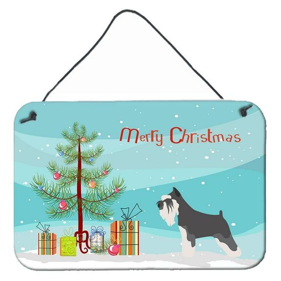 Carolines Treasures BB8460DS812 Miniature Schnauzer Christmas Wall or Door Hanging Prints 8x12 multicolor