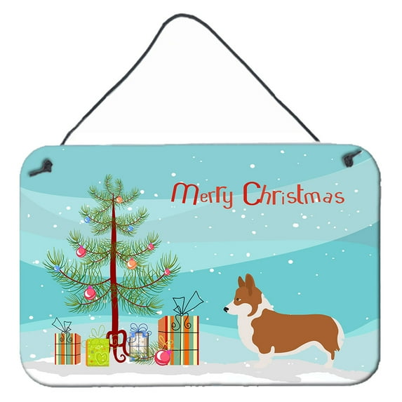 Carolines Treasures BB8482DS812 Pembroke Welsh Corgi Christmas Wall or Door Hanging Prints  8x12 multicolor