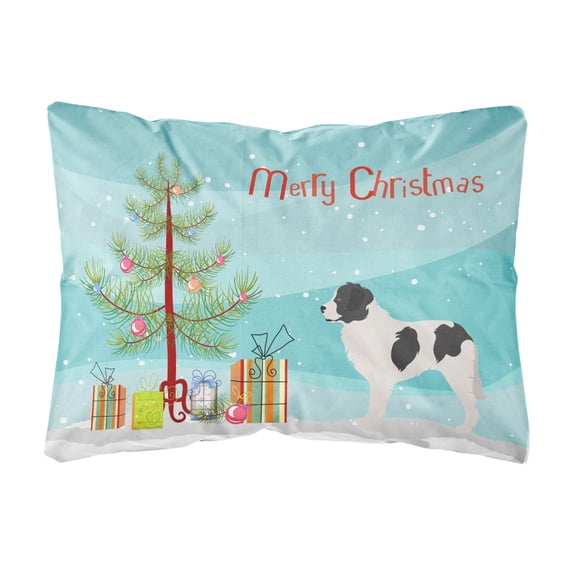 Carolines Treasures BB8493PW1216 Landseer Christmas Canvas Fabric Decorative Pillow, 12H x16W, multicolor