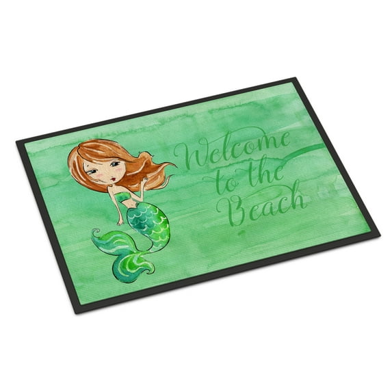 Carolines Treasures BB8515MAT Mermaid Welcome Green Door Mat Indoor Rug or Outdoor Welcome Mat 18x27 Doormat 18H X 27W