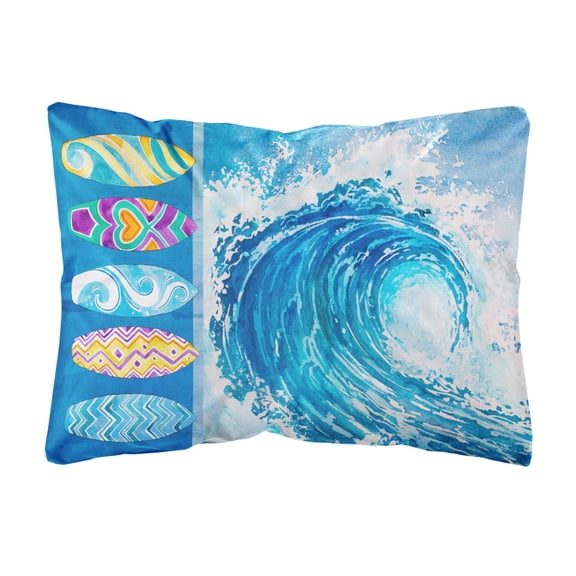 Carolines Treasures BB8528PW1216 Surf Boards and Wave Canvas Fabric Decorative Pillow, 12H x16W, multicolor