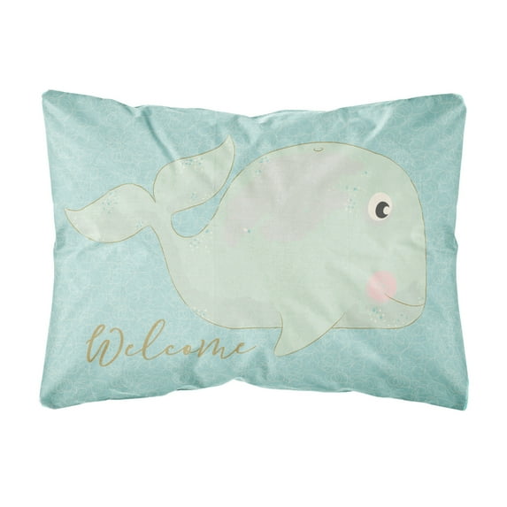 Carolines Treasures BB8533PW1216 Whale Welcome Canvas Fabric Decorative Pillow 12H x16W multicolor