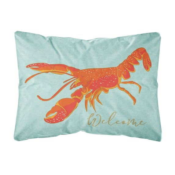 Carolines Treasures BB8534PW1216 Lobster Welcome Canvas Fabric Decorative Pillow 12H x16W multicolor