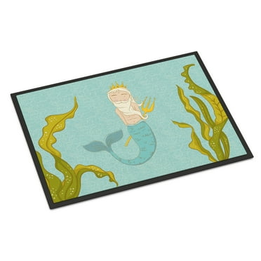Carolines Treasures BB8542MAT Neptune Merman Door Mat Indoor Rug or Outdoor Welcome Mat 18x27 Doormat  18H X 27W