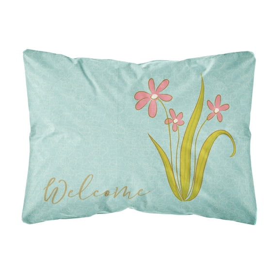 Carolines Treasures BB8552PW1216 Flowers Welcome Canvas Fabric Decorative Pillow 12H x16W multicolor