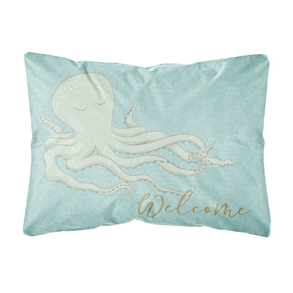 Carolines Treasures BB8553PW1216 Octopus Welcome Canvas Fabric Decorative Pillow  12H x16W multicolor