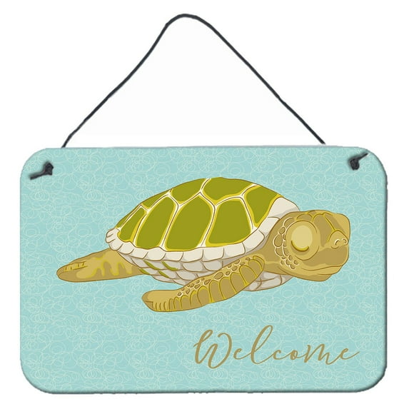Carolines Treasures BB8562DS812 Sea Turtle Welcome Wall or Door Hanging Prints  8x12 multicolor
